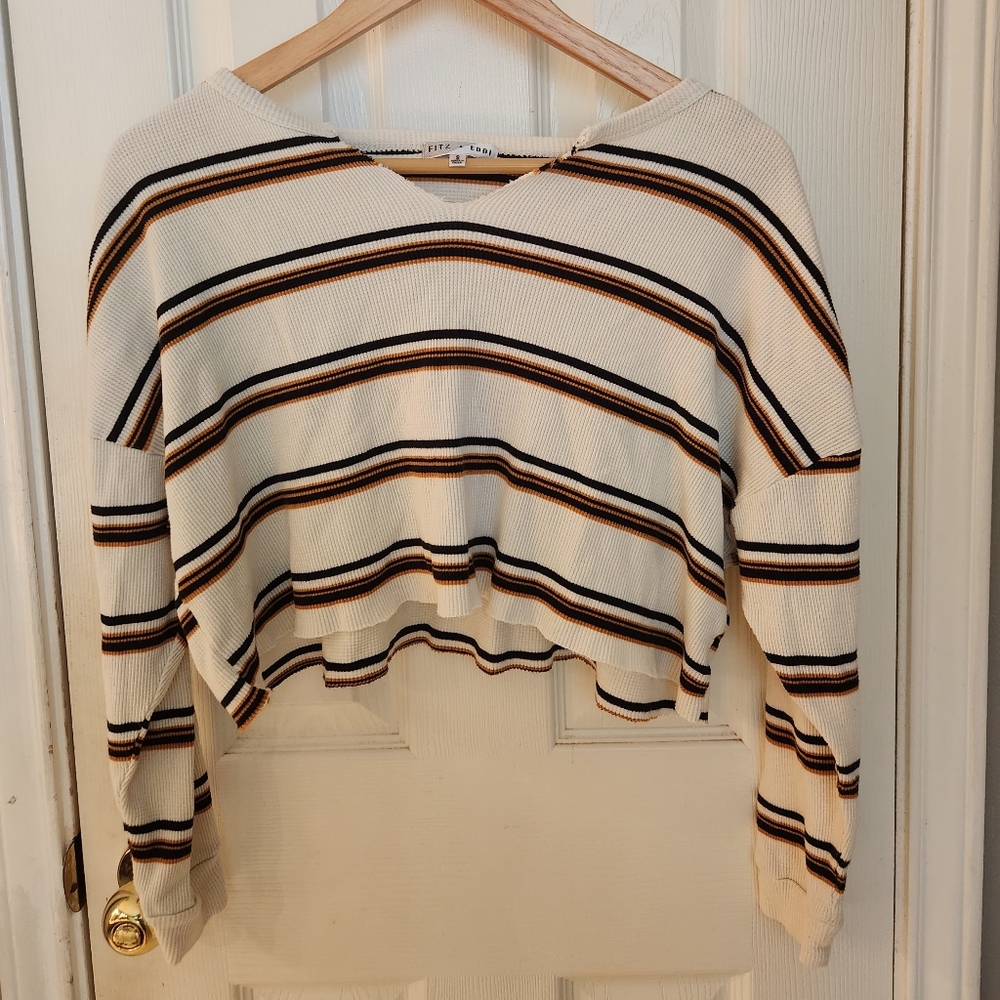 FITZ + EDDI Cream Striped Crop Top